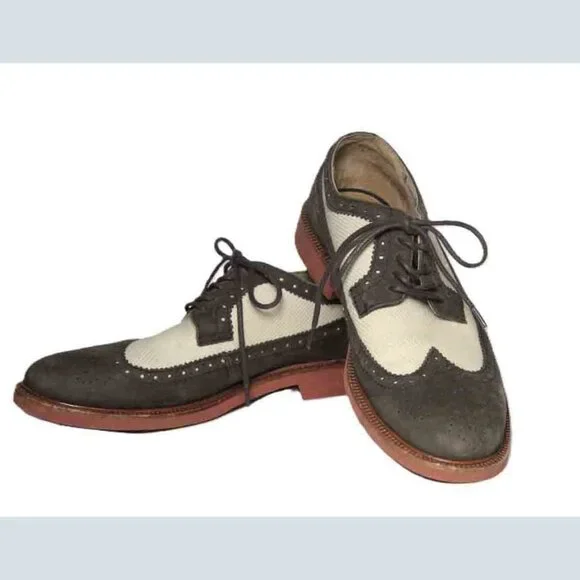 Polo Ralph Lauren Torrington Saddle Oxfords Green Cream Leather Suede Size 9.5D - Picture 2 of 6